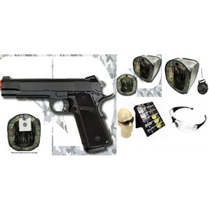 KJW Airsoft Pistol 1 gbb-614 - KJW full metal semi auto gas blowback pistol with free target trip tent and safety shooting glasses(Airsoft Gun)
