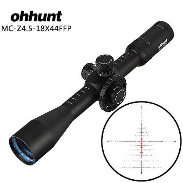 ohhunt Rifle Scope 2 ohhunt MC-Z 4.5-18X44 FFP First Focal Plane Side Parallax with a Side Wheel Adjustment Optical Glass Etched Reticle Red Green Illuminated Reticle Rifle Scopes