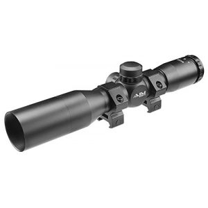Aim Sports Rifle Scope 1 AIM SPORTS Inc 4X32 Compact Rangfinder Scope w/Rings & Sunshade, Black, JTR432B-S