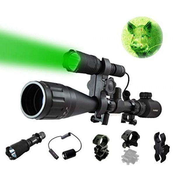 ORION Rifle Scope 1 ORION Predator H30 Green 273 Yards Hog Hunting Light Rechargeable Kit, Pressure Switch, 2 Rechargeable Batteries and Charger