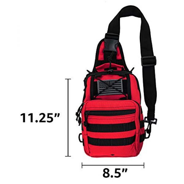 LINE2design Tactical Backpack 5 LINE2design First Aid Sling Backpack - EMS Equipment Emergency Medical Supplies Tactical Range Shoulder Molle Bag - Heavy Duty Sports Outdoor Rescue Pack - Perfect for Camping Hiking Trekking - Red