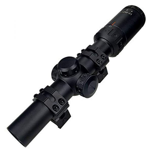 Persei Rifle Scope 4 Persei 1.2-6x24 Rifle Scope with Red Illuminated Glass Reticle 30mm Tube and Medium Profile Scope Rings