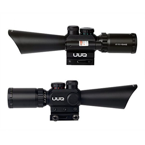 UUQ Rifle Scope 4 UUQ Tactical 3.5-10X40 Illuminated Red/Green Mil Dot Rifle Scope W/Red Laser Sight Fit 11/20mm Picatinny Rail