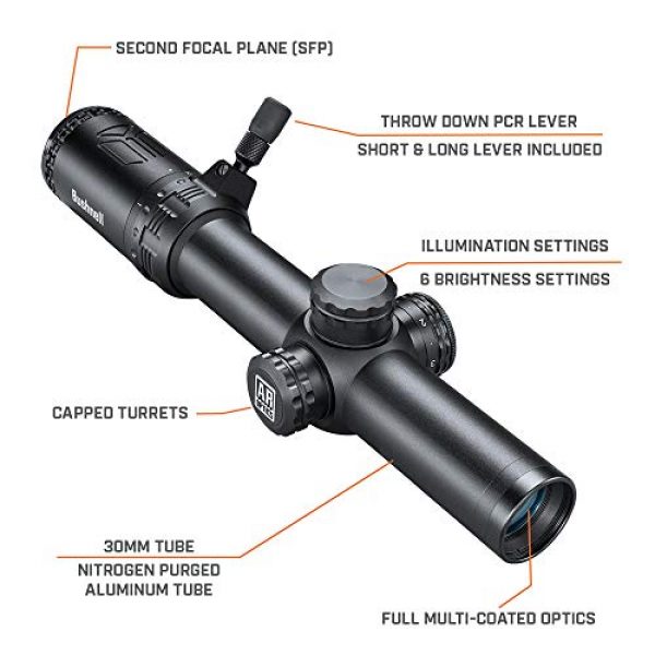 Bushnell Rifle Scope 2 Bushnell 1-6x24mm AR Optics BTR-1_AR71624I, One Size,Black