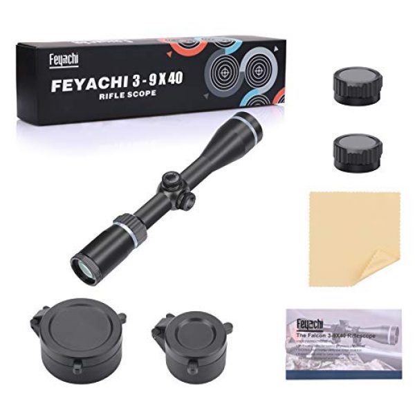 Feyachi Rifle Scope 6 Feyachi Falcon 3-9x40mm Rifle Scope, BDC Reticle 4-inch Long Eye Relief Second Focal Plane Riflescopes, Matte Black 1 inch Tube
