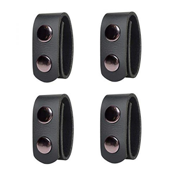 POYOLEE Tactical Belt 6 POYOLEE Duty Belt Keeper with Double Snaps, Fit 2 inch Tactical Belt, 4-Pack, Durable Genuine Leather, Black