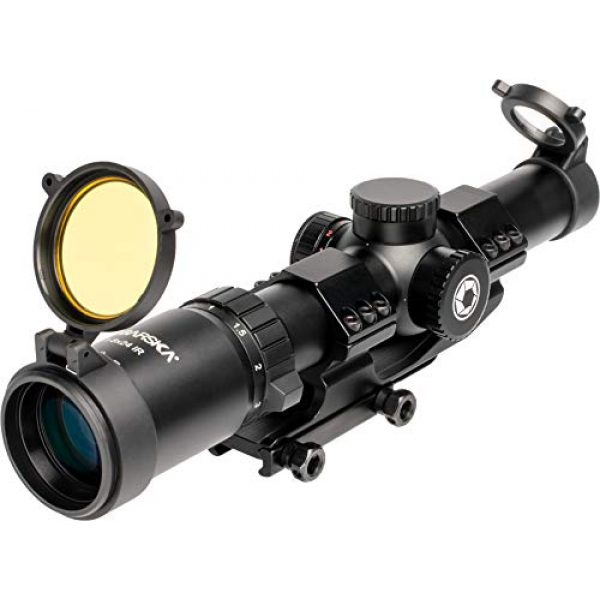 BARSKA Rifle Scope 4 BARSKA AC13326 ST Rifle Scope 1-8x24 Red/Green Illuminated HRS .223 BDC V2 Reticle with Cantilever Mount, Black, One Size