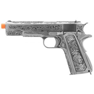Lancer Tactical Airsoft Pistol 1 Lancer Tactical WE Full Metal Airsoft Gas Blowback Floral Pattern Pistol 1911 Silver