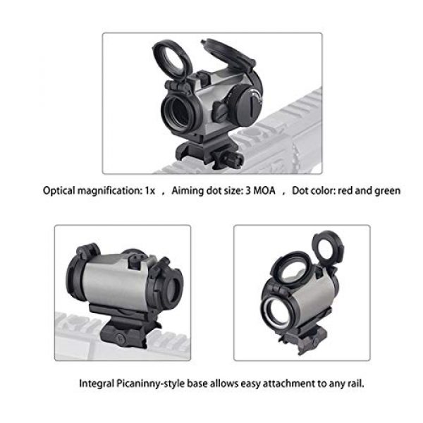 UELEGANS Rifle Scope 7 UELEGANS Outdoor Hunting 1X24 red Green dot Sight red dot Sight Scope with Integral Picaninny-Style Base and flip-up Cover Gry