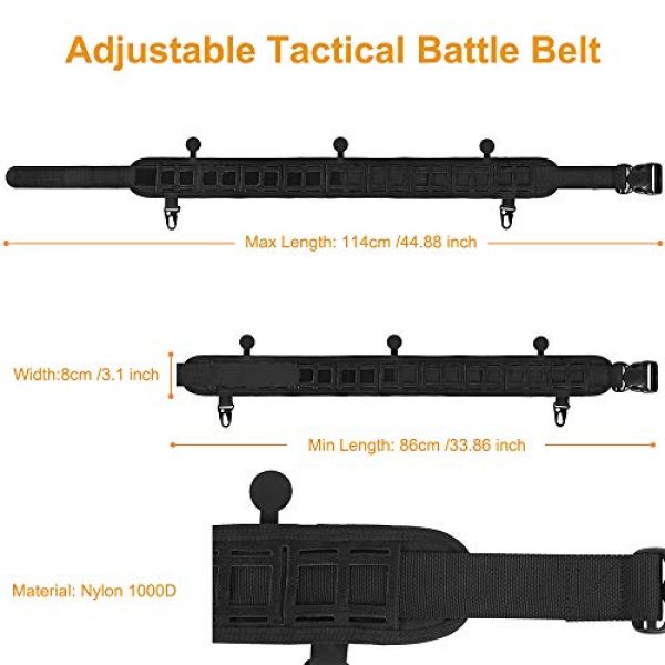 AIRSSON Tactical Belt 2 AIRSSON Heavy Duty Utility Belt Adjustable Tactical Padded Patrol Molle Battle Outer Belt,1000D Nylon Can Put Inner Belt for Men Military Police Law Enforcement Officers Shooting Paintball EDC Using