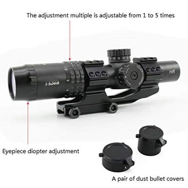 AJDGL Rifle Scope 4 AJDGL 1-5x30mm Rifle Scope- Optics Rapid Range Reticle Sight with Flip Up Cover Fit for 20mm Rifle Gun Rail Mount
