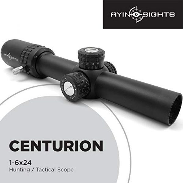 AYIN Rifle Scope 2 AYIN Sights Centurion 1-6x24 Tactical/Hunting Scope with Tactical Turrets, Throw Lever & Flip Caps