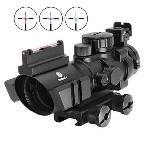 Beileshi Rifle Scope 1 Beileshi Rifle Scope 4x32 Red/Green/Blue Triple Illuminated Rapid Range Reticle Scope with Top Fiber Optic Sight and Weaver Slots