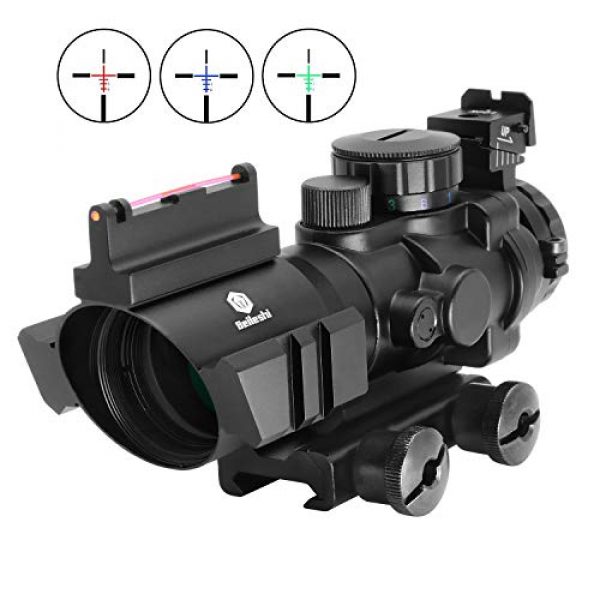 Beileshi Rifle Scope 1 Beileshi Rifle Scope 4x32 Red/Green/Blue Triple Illuminated Rapid Range Reticle Scope with Top Fiber Optic Sight and Weaver Slots