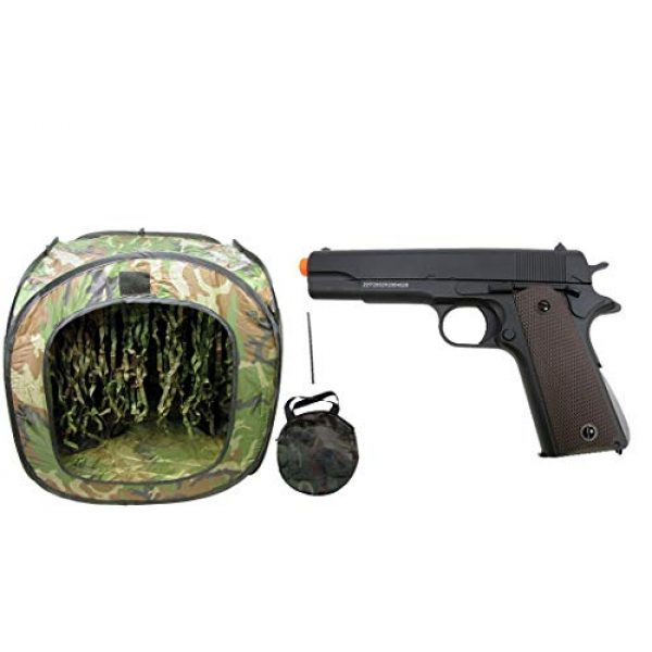 GE / JG Airsoft Pistol 1 GE / JG Full Metal 1911 Spring Powered Airsoft Pistol with Portable Airsoft BB Trap Target Tent Package (Black)