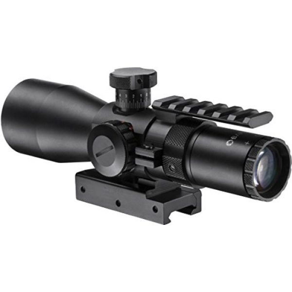 BARSKA Rifle Scope 2 BARSKA AC12468 Contour Rifle Scope 3-9x42 External Turrets Illuminated Mil-Dot Reticle with Rail & Base Mount, Black