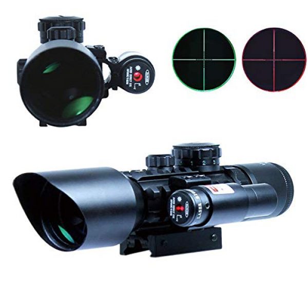 Luger Rifle Scope 1 Luger Tactical 3-10x42 Rifle Scope Combo Red/Green Mil-Dot Crosshair Reticle Sight Rifle Scope
