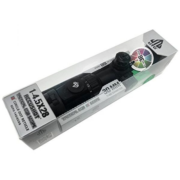 Accu-Shot Rifle Scope 7 UTG 1-4.5X28 30mm CQB Scope, 36-color Glass Circle Dot,Rings
