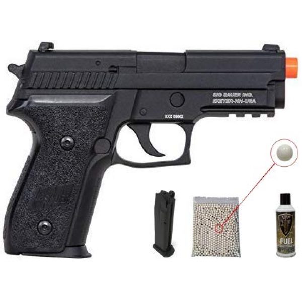 PF Airsoft Pistol 1 PF Sig Sauer ProForce P229 Airsoft Green Gas Black Air Pistol with 13oz Green Gas Tank and Pack of 1000 6mm .20g BBS Bundle