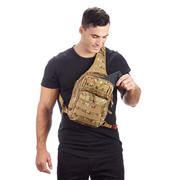 EverTac Tactical Backpack 5 Small Tactical Shoulder Sling Pack w/Molle EDC (CP MultiCam)