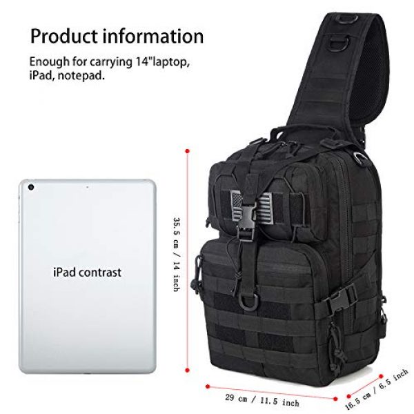 J.CARP Tactical Backpack 4 J.CARP Tactical EDC Sling Bag Pack, Military Rover Shoulder Molle Backpack, with USA Flag Patch