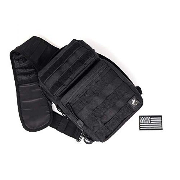 Gecko Equipments Tactical Backpack 3 Gecko Tactical Sling Backpack, Small Military Bag, Free American Flag Patch & Bottle Opener. Molle shooting range shoulder bag.