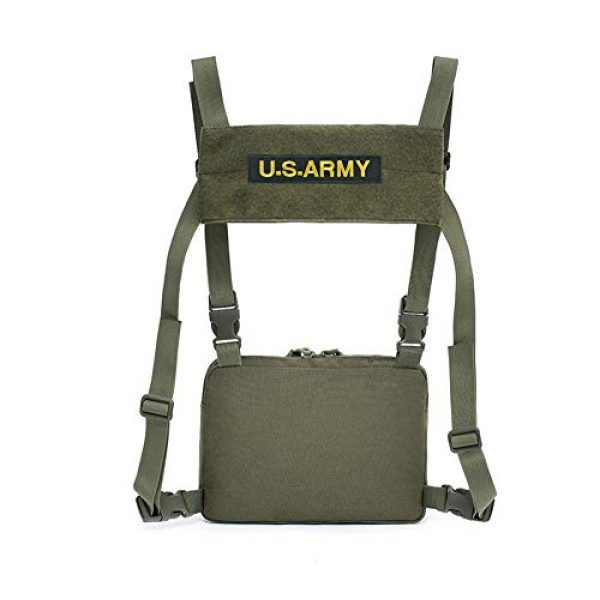 Jadedragon Tactical Backpack 2 Tactical Chest Front Bag Pouch Harness Bag Multipurpose Concealed EDC Carry Pouch Sport Backpack Daypack Tactical Chest Rig for Hiking,Bicycling,Motorcycle Riding,Fishing (Green)