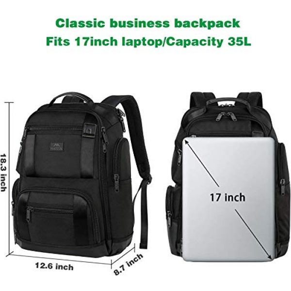 MATEIN Tactical Backpack 2 Laptop Backpack,17 Inch Travel Laptop Backpack for Men Women,Professional Business Carry on Backpack for Notebook, Large Backpack Tsa Friendly Water Resistant High School College Computer Bag, Black