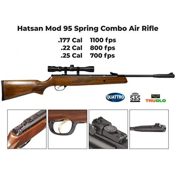 Wearable4U Air Rifle 4 Hatsan Mod 95 Spring Combo Air Rifle with Wearable4U 100x Paper Targets and Lead Pellets Bundle