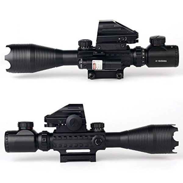 THEA Rifle Scope 5 THEA 4-16x50 Tactical Rifle Scope Red/Green Illuminated Range Finder Reticle W/Green Laser and Holographic Reflex Dot Sight (12 Month Warranty)