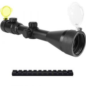 TACBRO Rifle Scope 1 TACBRO Presents A 3-12X50 Dual Ill. 30-mm Scope, Green Lens(Black, Medium) + Scope Rings And Weaver Scope Rail Mounts That Fits Ruger 10/22 Rifles