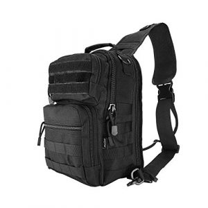ProCase Tactical Backpack 1 ProCase Tactical Sling Bag Pack with Pistol Holster, Military Rover Sling Shoulder Backpack Outdoor Sport Daypack for Hunting, Trekking and Camping -Black
