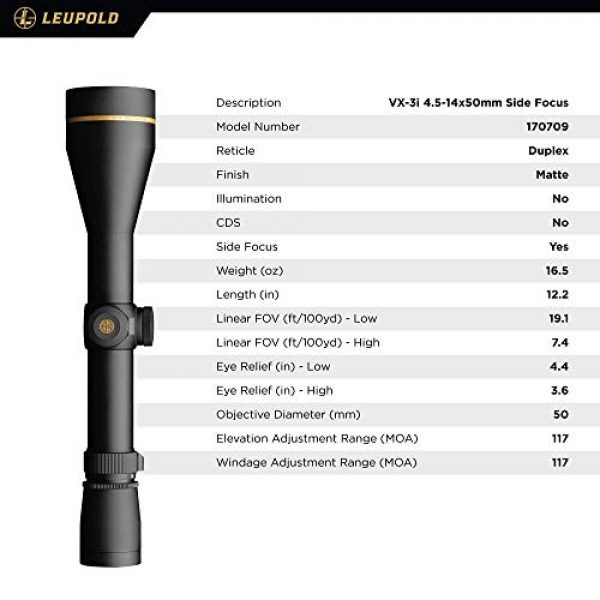 Leupold Rifle Scope 4 Leupold VX-3i 4.5-14x50mm Side Focus Riflescope, 30mm Side Focus - Duplex (170709) (170709)