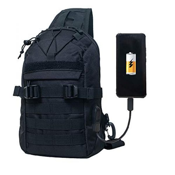 Saigain Tactical Backpack 3 Saigain Men's Tactical Molle Sling Bag Small Chest Shoulder Backpacks With USB Charging Outdoor Casual Hiking Camping (black)