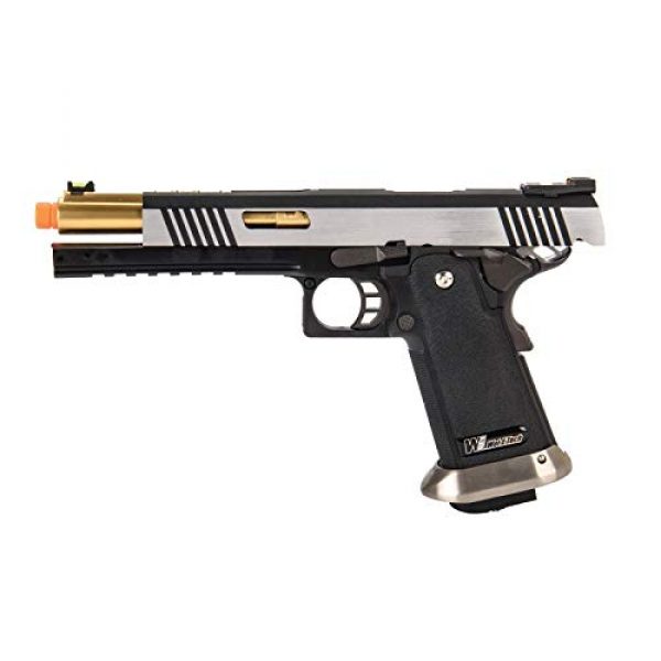Lancer Tactical Airsoft Pistol 5 Lancer Tactical WE-Tech Hi-Capa 6" IREX Competition Full Auto Gas Blowback Airsoft Pistol Black Silver Gold Barrel