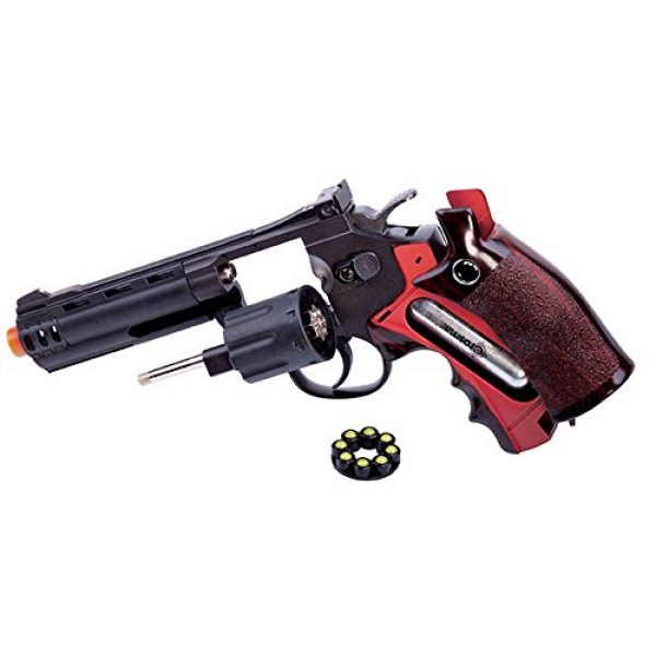 Game Face Airsoft Pistol 6 GameFace ACG357 CO2-Powered GF600 Semi-Auto 8-Shot 357 Airsoft Revolver, Grey/Brown
