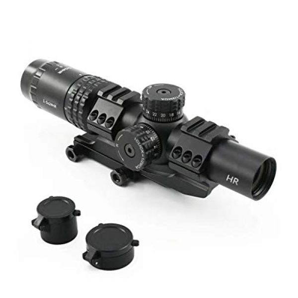 AJDGL Rifle Scope 7 AJDGL 1-5x30mm Rifle Scope- Optics Rapid Range Reticle Sight with Flip Up Cover Fit for 20mm Rifle Gun Rail Mount