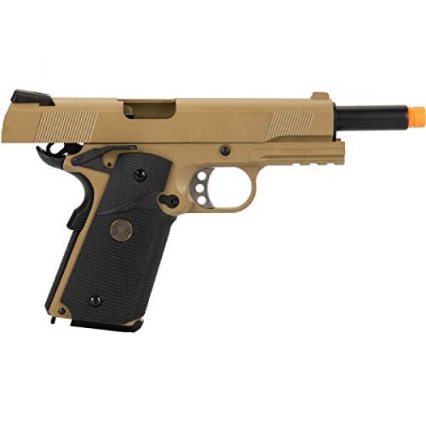Lancer Tactical Airsoft Pistol 6 Lancer Tactical WE 1911 Full Metal MEU Airsoft Gas Blowback Pistol with Picatinny Rail TAN 350 FPS