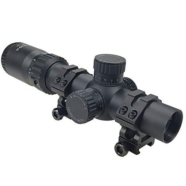 Persei Rifle Scope 1 Persei 1.25-5x20 Rifle Scope with Red Illuminated Glass Reticle 30mm Tube and Medium Profile Scope Rings