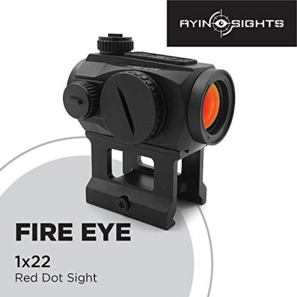 AYIN Rifle Scope 5 AYIN Sights FireEye 1x22 Tactical/Hunting Red Dot with 1 Inch Riser, Low Profile Mount & Scope Cover