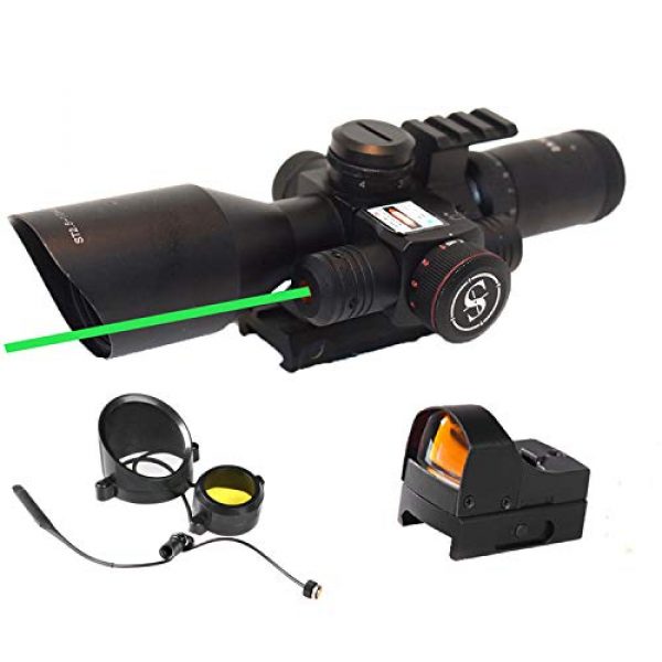 Sniper Rifle Scope 1 Sniper ST2.5-10x40 Rifle Scope Combo with Green Laser R/G Illuminated Reticle Red Dot Sight