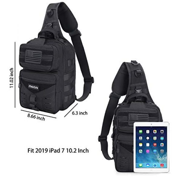 MOSISO Tactical Backpack 3 MOSISO Tactical Backpack, One Shoulder Slingbag Military Army Assault Molle Rucksack Everyday Carrying Daypack with USA Flag Patch for Outdoor Sports Hiking Hunting Fishing Camping Training, Black