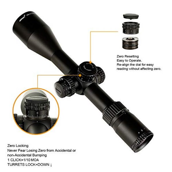 ohhunt Rifle Scope 4 ohhunt LR 4.5-27x50 Second Focal Plane Riflescope Mil-dot Red Illuminated 30mm Tube Scope