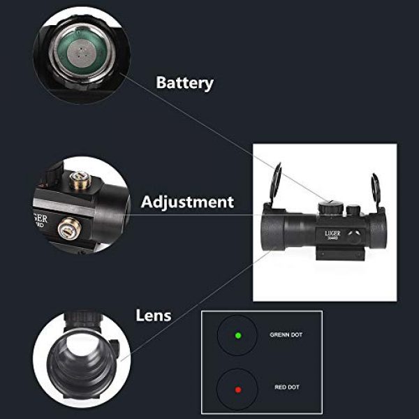 Luger Rifle Scope 3 Luger Tactical 3X44 Red Green Dot Sight Rifle Scope for 11mm/20mm Rail Mount