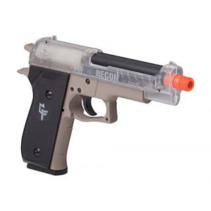 Game Face Airsoft Pistol 1 GameFace GFRAP22KTC Recon Spring-Powered Single-Shot Combat Airsoft Pistol With Black Holster, Dark Earth/Clear