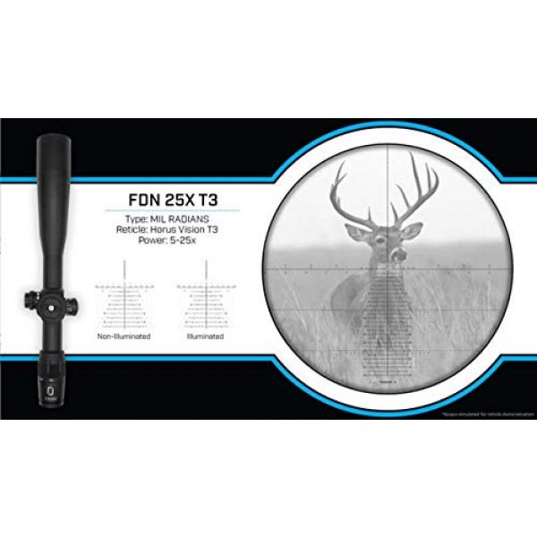 U.S. Optics Rifle Scope 7 U.S. Optics FDN-25X Riflescope, 5-25x52mm, 34mm Tube, FFP, Horus T-3 Reticle, 1/10 MIL FDN 25X T-3