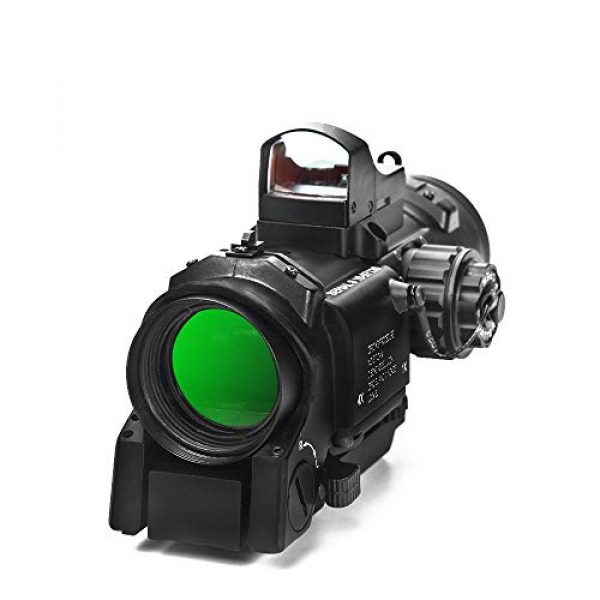 Luger Rifle Scope 5 Luger Tactical 1x-4x Magnification Optic Fixed Dual Purpose Scope Combo with Mini Red Dot Sight Wide Angle for Rifle Hunting Shooting