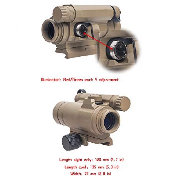 UELEGANS Rifle Scope 5 UELEGANS Red Dot Sight, M2 Hunting Riflescope Sight Red Green Dot Rifle Scope Riflescope for 20mm Rail