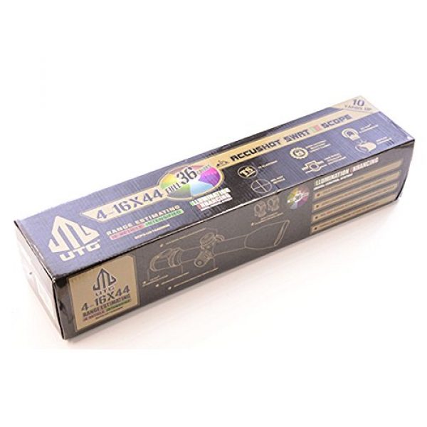 UTG Rifle Scope 5 UTG 4-16X44 30mm Scope, AO, 36-color Mil-dot, w/ Rings