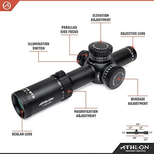 Wearable4U Rifle Scope 4 Wearable4U Athlon Optics Helos BTR 1-4.5x24, Direct Dial, 30mm, SFP, ATSR3 IR MOA Reticle Riflescope with Included Extra Battery CR2032 Lens Cleaning Pen and Lens Cleaning Cloth Bundle